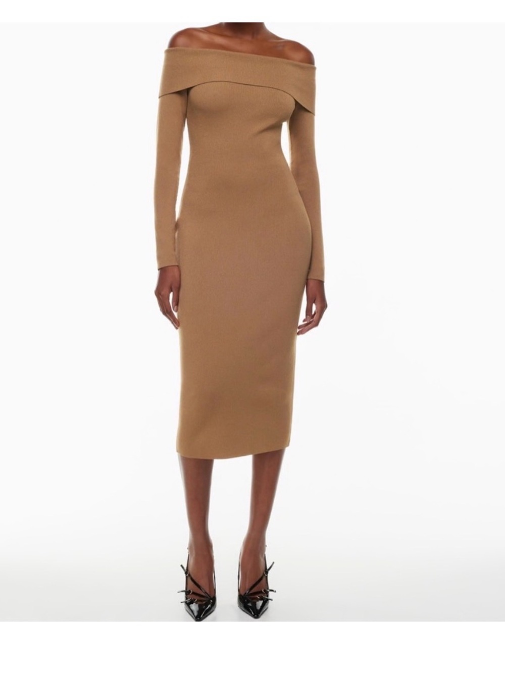 NWT Aritzia Sculpt Knit Section Dress in size Small, Saville camel